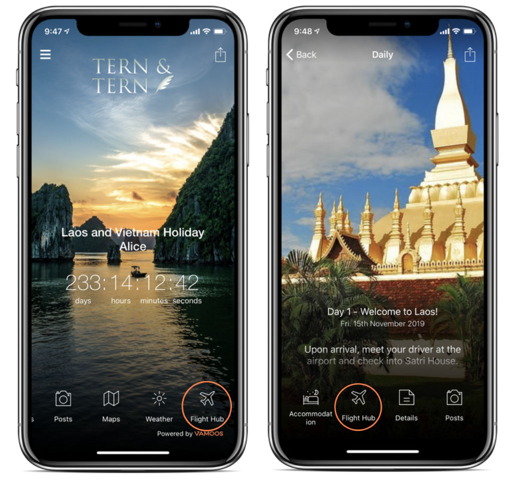 Flight alerts on home page and day by day